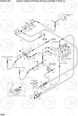 3650 D/ACT MAIN PIPING KIT(CLUSTER TYPE 2) R140LC-9S, Hyundai