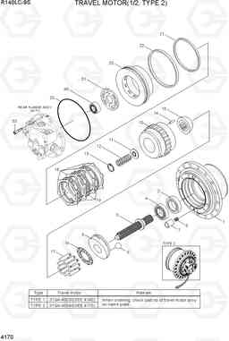 4170 TRAVEL MOTOR(1/2, TYPE 2) R140LC-9S, Hyundai