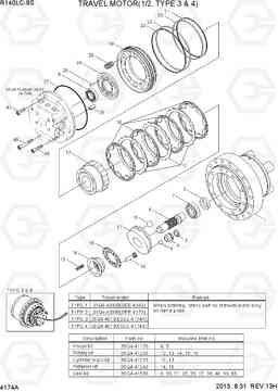 4174A TRAVEL MOTOR(1/2, TYPE 3 & 4) R140LC-9S, Hyundai