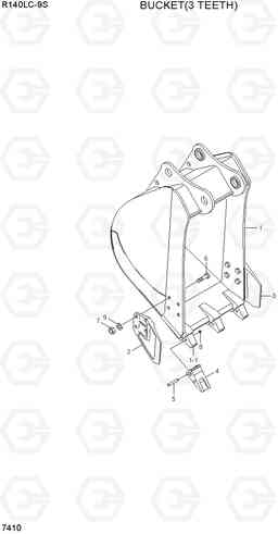 7410 BUCKET(3 TEETH) R140LC-9S, Hyundai