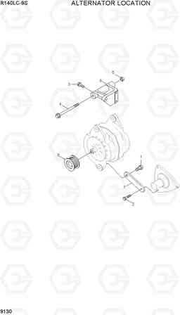 9130 ALTERNATOR LOCATION R140LC-9S, Hyundai