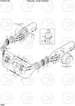 3300 TRAVEL HYD PIPING R140LC-9V(INDIA), Hyundai