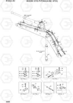 3400 BOOM HYD PIPING(4.6M, STD) R140LC-9V(INDIA), Hyundai