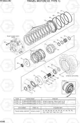 4140 TRAVEL MOTOR(1/2, TYPE 1) R140LC-9V(INDIA), Hyundai