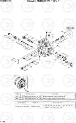 4150 TRAVEL MOTOR(2/2, TYPE 1) R140LC-9V(INDIA), Hyundai
