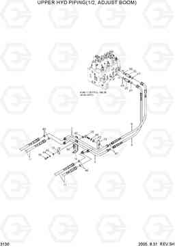 3130 UPPER HYD PIPING (1/2, ADJUST BOOM) R140W-7, Hyundai