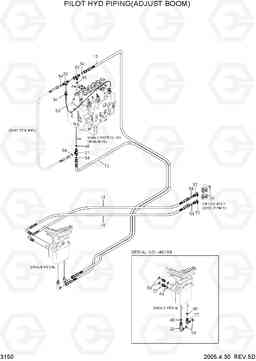 3150 PILOT HYD PIPING (ADJUST BOOM) R140W-7, Hyundai