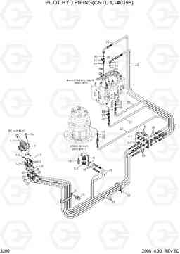 3200 PILOT HYD PIPING(CNTL 1, -#0198) R140W-7, Hyundai