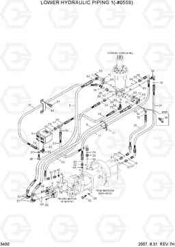 3400 LOWER HYD PIPING 1(-#0559) R140W-7, Hyundai