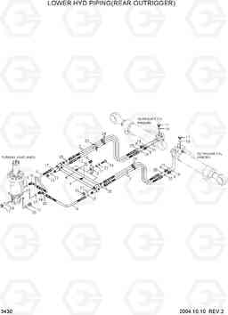 3430 LOWER HYD PIPING(REAR OUTRIGGER) R140W-7, Hyundai