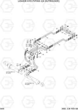 3455 LOWER HYD PIPING 2(4 OUTRIGGER) R140W-7, Hyundai