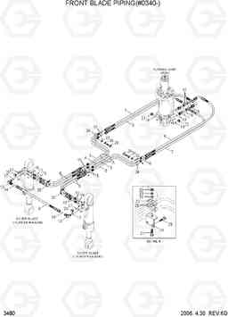 3480 LOWER HYD PIPING(FRONT BLADE, #0340-) R140W-7, Hyundai