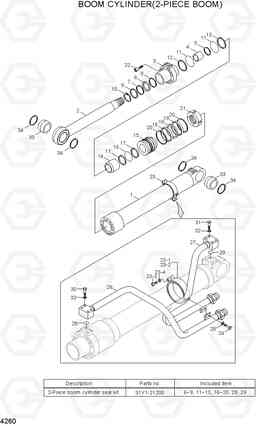 4260 BOOM CYLINDER(ADJUST BOOM) R140W-7, Hyundai