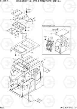 6022 CAB ASSY(1/6, STD & FOG TYPE, #0615-) R140W-7, Hyundai