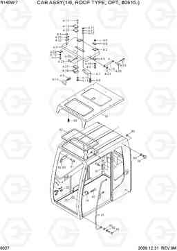 6027 CAB ASSY(1/6, ROOF TYPE, OPT, #0615-) R140W-7, Hyundai