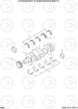 9080 CRANKSHAFT & M/BEARINGS(-#0071) R140W-7, Hyundai