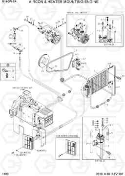 1100 AIRCON & HEATER MOUNTING-ENGINE R140W-7A, Hyundai