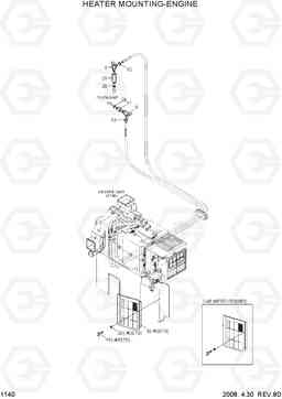 1140 HEATER MOUNTING-ENGINE R140W-7A, Hyundai