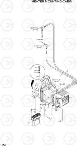 1150 HEATER MOUNTING-CABIN R140W-7A, Hyundai