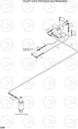 3280 PILOT HYD PIPING(4 OUTRIGGER) R140W-7A, Hyundai