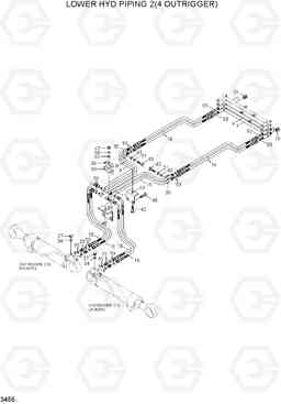 3455 LOWER HYD PIPING 2(4 OUTRIGGER) R140W-7A, Hyundai
