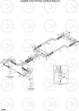 3465 LOWER HYD PIPING 2(F/BLD R/OUT) R140W-7A, Hyundai