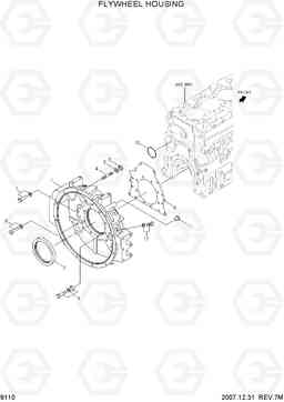 9110 FLYWHEEL HOUSING R140W-7A, Hyundai