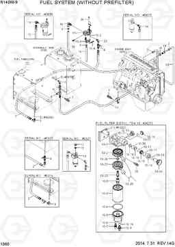 1060 FUEL SYSTEM (WITHOUT PREFILTER) R140W-9, Hyundai