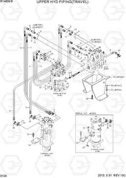 3120 UPPER HYD PIPING(TRAVEL) R140W-9, Hyundai