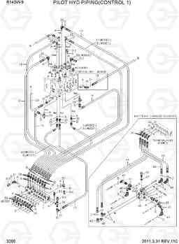 3200 PILOT HYD PIPING(CONTROL 1) R140W-9, Hyundai