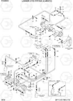 3410 LOWER HYD PIPING 2(-#0073) R140W-9, Hyundai