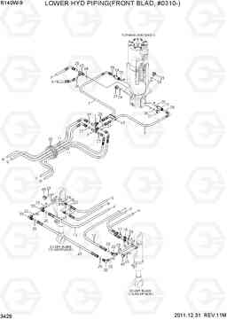 3426 LOWER HYD PIPING(FRONT BLADE, #0310-) R140W-9, Hyundai