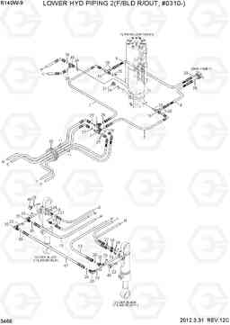 3466 LOWER HYD PIPING 2(F/BLD R/OUT, #0310-) R140W-9, Hyundai