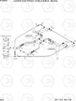 3470 LOWER HYD PIPING 1(F/BLD R/BLD, -#0309) R140W-9, Hyundai