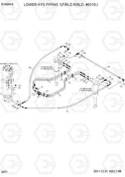 3471 LOWER HYD PIPING 1(F/BLD R/BLD, #0310-) R140W-9, Hyundai