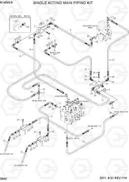 3640 SINGLE ACTING MAIN PIPING KIT R140W-9, Hyundai