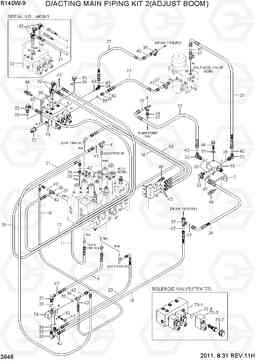 3648 D/ACTING MAIN PIPING KIT 2(ADJUST BOOM) R140W-9, Hyundai