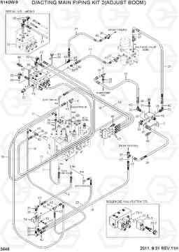 3648 D/ACTING MAIN PIPING KIT 2(ADJUST BOOM) R140W-9, Hyundai