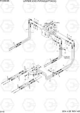 3110 UPPER HYD PIPING(ATTACH) R140W-9A, Hyundai