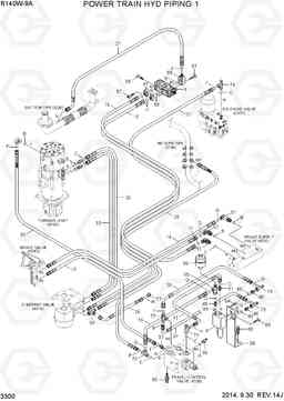 3300 POWER TRAIN HYD PIPING 1 R140W-9A, Hyundai