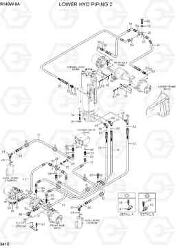 3410 LOWER HYD PIPING 2 R140W-9A, Hyundai