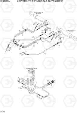 3430 LOWER HYD PIPING(REAR OUTRIGGER) R140W-9A, Hyundai