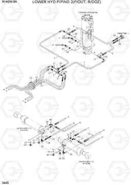 3445 LOWER HYD PIPING 2(F/OUT, R/DOZ) R140W-9A, Hyundai