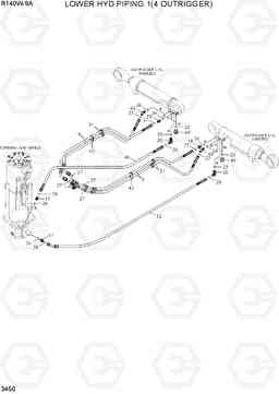 3450 LOWER HYD PIPING 1(4 OUTRIGGER) R140W-9A, Hyundai