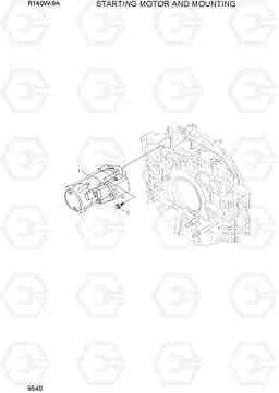 9540 STARTING MOTOR AND MOUNTING R140W-9A, Hyundai