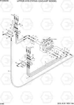 3160 UPPER HYD PIPING 2(ADJUST BOOM) R140W-9S, Hyundai