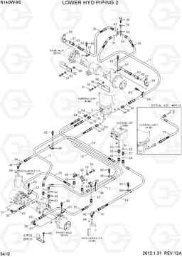 3410 LOWER HYD PIPING 2 R140W-9S, Hyundai