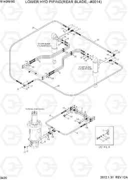 3420 LOWER HYD PIPING(REAR BLADE, -#0014) R140W-9S, Hyundai