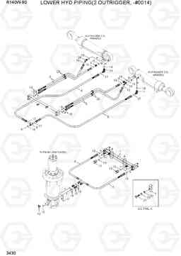 3430 LOWER HYD PIPING(2 OUTRIGGER, -#0014) R140W-9S, Hyundai