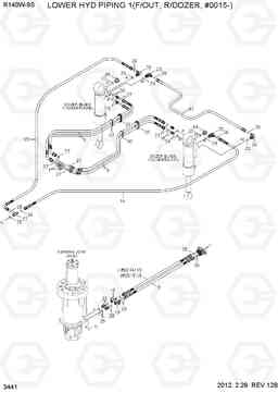 3441 LOWER HYD PIPING 1(F/OUT, R/BLD, #0015-) R140W-9S, Hyundai